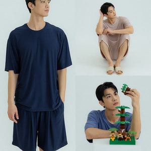 [기타브랜드]남자반팔잠옷 파자마잠옷 반바지잠옷 여름에입는 주머니있는 깔끔한 상하 세트