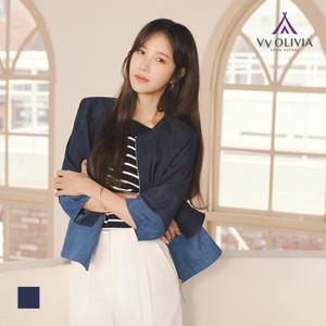 [비비올리비아] 컬러 블록 데님 점퍼_VVCMJ3M3361