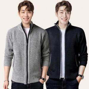 자켓 가디건 기모 집업 니트 풀 남성 지퍼 하프넥