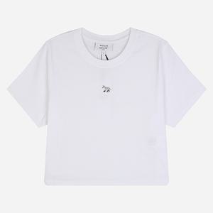 메종키츠네 5S OW00104KJ0008 P100 베이비 폭스 여성 크롭 반팔티 화이트