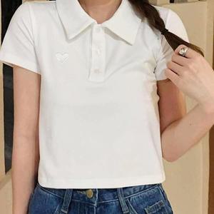 [오노마] ONM 티셔츠 여성 여자카라티 러블리 크롭 반팔 카라티