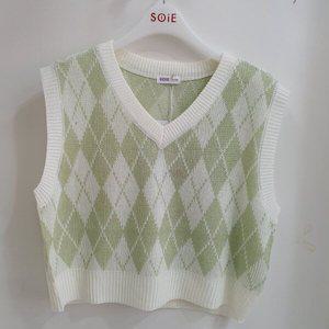 [소이][23년] 아가일 니트조끼 23M5054_GN