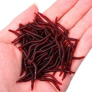 50 개/몫 Soft Lure 낚시 시뮬레이션 지렁이 Red Luminous 웜 인공 태클 Lifelike 물고기 미끼