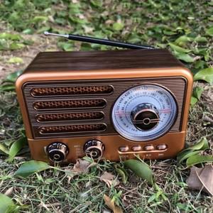 Hi FI 스테레오 레트로 무선 블루투스 스피커, 휴대용 FM 라디오, 리시버 충전 Mp3 플레이어, 지지대 USB,