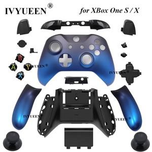 Xbox One S X 컨트롤러용 IVYUEEN 섀도우 블루 교체 하우징 쉘 케이스 페이스플레이트 커버 사이드 레일 후
