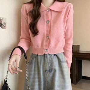 [셀러허브]여성 빅카라데일리 포인트 크롭 스타일 귀여운 숏 가디건 (S31591898)