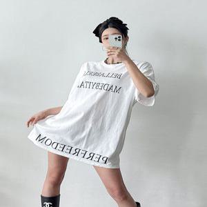 [그레이프플랜] 레터링 오버핏 티셔츠/박스핏/미니원피스