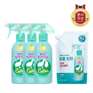 온더바디 코튼풋 발을씻자 풋샴푸 레몬 385ml 3개 + 리필 500ml 1개