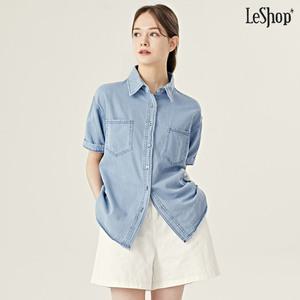 [르샵]데님 카라 데일리 투포켓 여성 반팔 셔츠 (DO1BA042A)