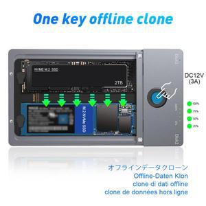 Nvme HDD 인클로저 M2 듀얼 위치 솔리드 스테이트 하드 디스크 박스 오프라인 복사 지원 USB31 GEN 210Gbps