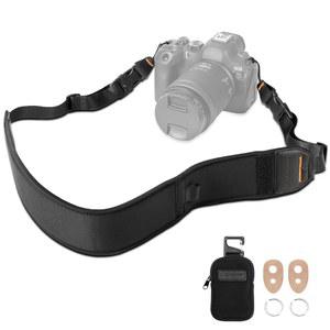사진작가를 위한 K&F 컨셉 카메라 넥 스트랩, 소니 캐논 니콘 후지 DSLR SLR 미러리스 카메라와 호환되는 지퍼 포켓이 있는 부드러운 네오프렌 조절식 어깨 벨트