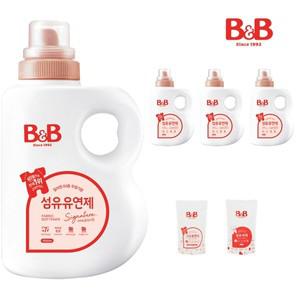 [리뉴얼] 비앤비 유아 세탁 섬유유연제 시그니처 자스민로즈 1500ml 용기형 4입+증정품