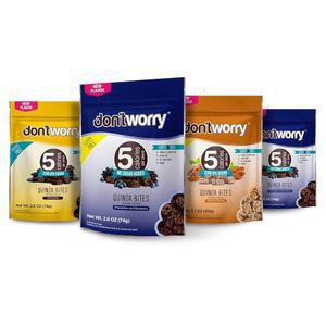 Don't Worry 초콜릿, 블루 베리, 아몬드 퀴노아 바이트 4팩 - 저칼로리 케토 스낵, 단 4칼로리 건강한 초콜