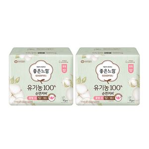 좋은느낌 유기농순면100% 순면커버 울트라슬림 중형, 18P, 2개