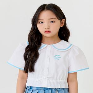 빅카라 크롭 블라우스