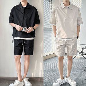 남성 여름 카라 하프버튼 반팔 반바지 세트 외출복