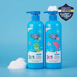 [포멀비] 키즈 3in1 올인원 샴푸 바디워시 복숭아향+사과향 500ml (총 1...