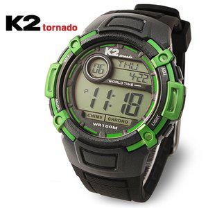 [케이투토네이도][K2 tornado] 월드타임 방수 전자 남성 군대 군인시계 K2-024-GR