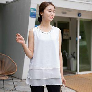 엄마옷 진주 라운드 나시 티셔츠 TS206263 중년여성의류/50대/60대/마담/빅사이