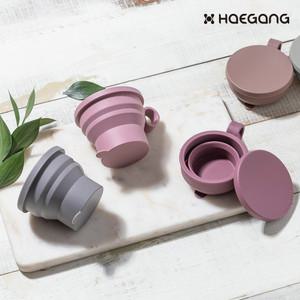 국산 실리콘 접이식컵 휴대용 컵 물 양치 캠핑 등산 접는 폴딩 손잡이 여행용 자바라 머그 소풍 뚜껑 위생
