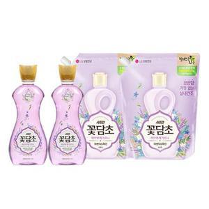 샤프란 꽃담초 고농축 섬유유연제 용기 연꽃 1L 1개 + 리필 1.6L 화이트로즈