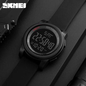 패션 가죽 메탈 스포츠 디지털 남자 손목 시계 SKMEI 1257 럭셔리 남성용 레저 방수 전자 손목시계 Reloj 1