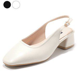 갤러리아 세라 여성 소가죽 스퀘어 통굽 슬링백힐 A22G406 아이보리 4CM