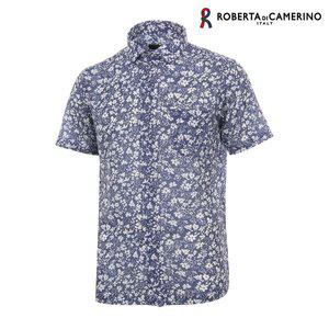 [Roberta di Camerino]폴리100% 쿨매쉬 프린트 일반핏 블루 반소매셔츠 RO2-205-9