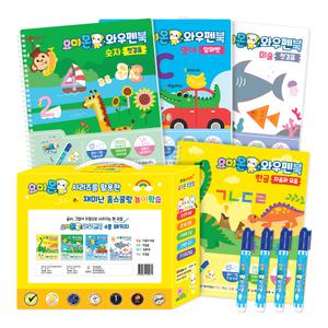 요미몬 와우펜북 4종 패키지 (한글+숫자+영어+미술) / 글씨,그림이 자동으로 사라지는 워크북 / 선물용 박스 포장