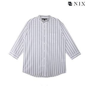 [닉스][닉스]남성 코튼폴리 얇은 스트라이프 헨리넥 7부 레귤러핏 셔츠_FNOMCSS112P