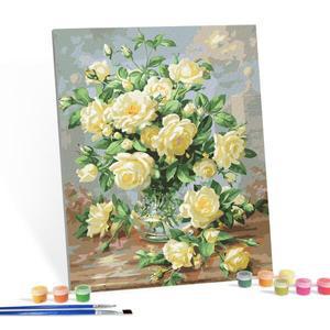 [아트박스]/아이러브페인팅 DIY캔버스형 그림그리기 40x50cm 노란꽃 화병