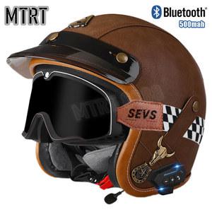 헬멧 하프 페이스 더블 렌즈 내장 블루투스 자외선 차단 DOT 인증, VESPA 스쿠터 Capacetes, 3/4 오토바이