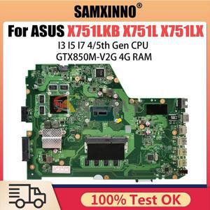 X751LD 노트북 메인보드, ASUS X751LA X751LAB X751LJ X751LB 노트북 마더보드, i3 i5 i7 4 5 세대 CPU V2G