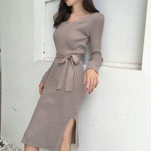 여성 봄 가을 패션 골지 롱원피스 데일리룩 하객룩 (WFFQ9PA)