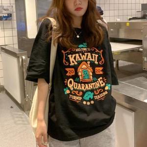 팝 스타일 프린팅 편한 반팔티 캐주얼 데일리룩