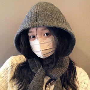 [옷자락]여자 니트 바라클라바 후드모자 넥 겨울 목도리