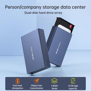 Acasis HDD 케이스 듀얼 베이 외장 하드 드라이브 인클로저 SSD RAID 어레이 C 타입 25 인치 디스크
