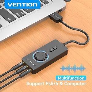 PC스피커 2.1채널 Vention- 외부 사운드 카드 USB 3.5mm -이어폰 마이크 맥북 컴퓨터