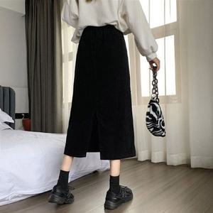 뒷트임 A라인 하이웨스트 밴딩 여자 롱 스커트