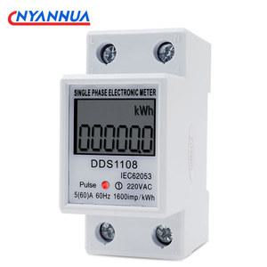 SNT LCD 단상 전기 에너지 미터, KWH AC 디지털 와트 시간 딘 레일, 220V, 60A, 50HZ