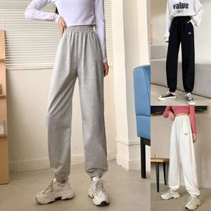 자수 배기바지 조커 트레이닝 여성 허리밴딩 데일리