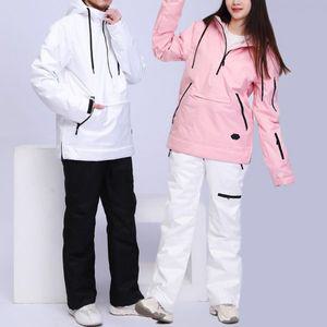 남자 여자 스키복 남성 여성 보드복 세트 남녀공용 방수 코튼 스키웨어 스노보드 슈트 2 상의 및 바지 통기