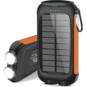 4 태양광 충전기 파워 뱅크 38800MAH 방수 휴대용 전화 LED 손전등 포함 /USB C 고속 충전 외부 배터리 팩 야외 캠핑 여행에