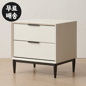 벨로 가죽 침대옆 협탁 2단 선반 서랍장(아이보리)
