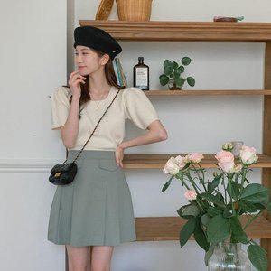 [옷자락]여자 코튼면 가을 플리츠 주름 미니 치마 스커트_P346538746