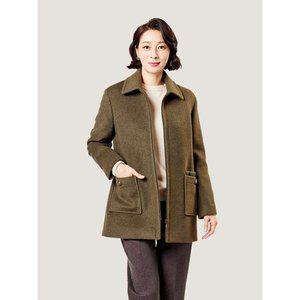 [Elegance Madam]포켓 니트배색 집업 하프코트 K233CT03_P351027746