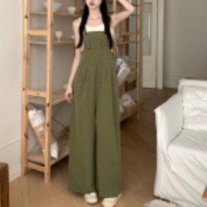 [옷자락]여자 여름 레이어드 멜빵 핀턱 와이드 팬츠 점프수트_P361270988