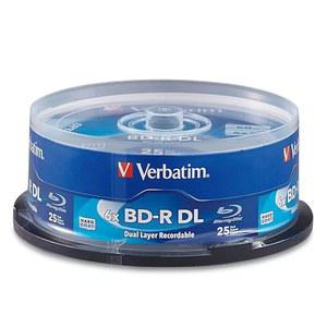 버바팀 BD-R 50GB 8배 블루레이 레코딩 가능 미디어 디스크 이중 레이어- 25팩 스핀들 - 98356, 화이트