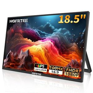 HGFRTEE 휴대용 모니터 18.5인치 FHD 120% SRGB 100HZ 익스텐더 대형 스크린 게이밍 컴퓨터 USB C HDMI 외장 여행용 모니터 /PC /MAC /PHONE /XBOX 호환용 스위치