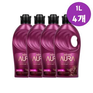 엘지생활건강 아우라 섬유유연제 딥센트 1L x4개 이불 악취제거